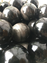 Load image into Gallery viewer, SILVER SHEEN OBSIDIAN SPHERE